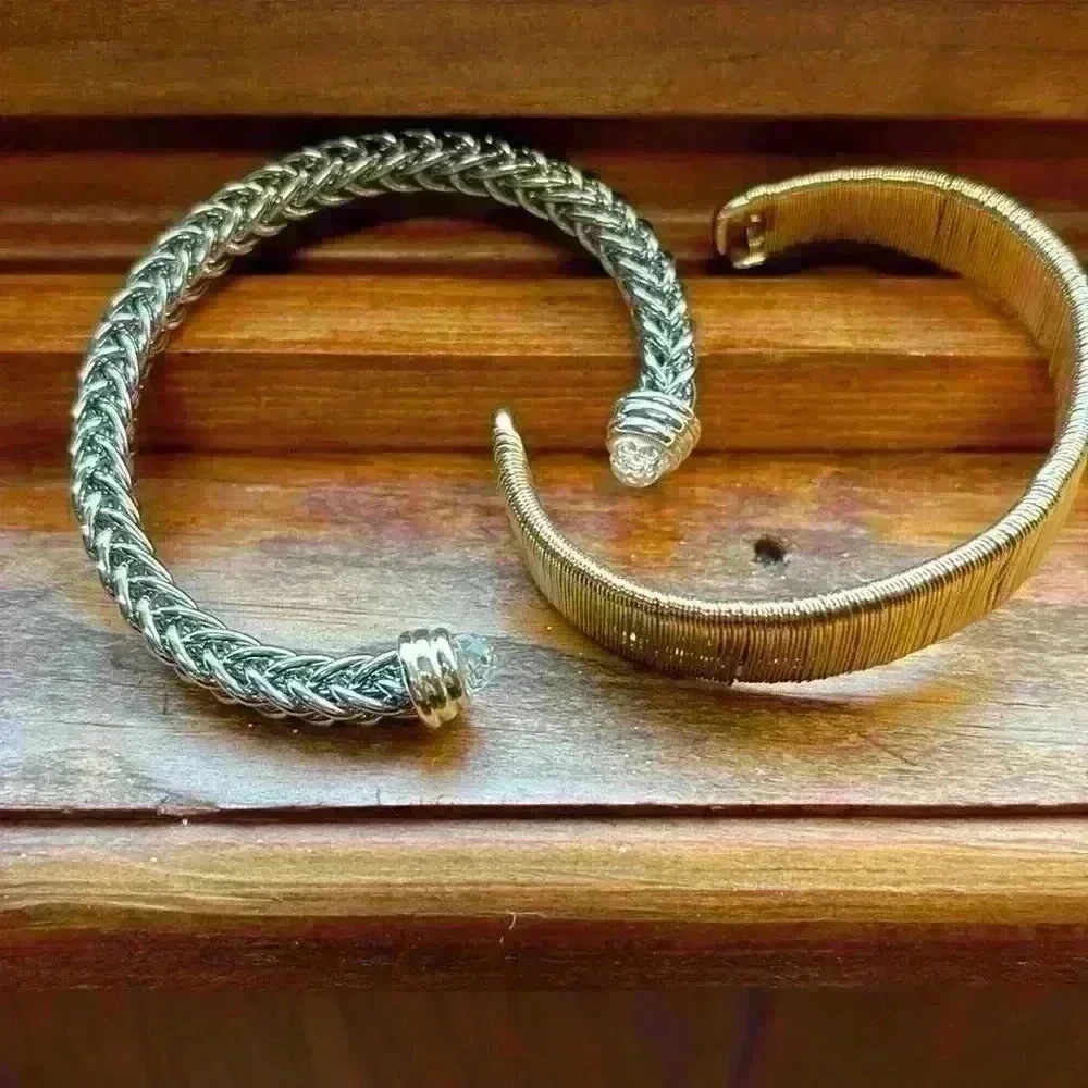 Costume Jewelry 2 Bracelets 1 Silver Tone And 1 Gold Tone